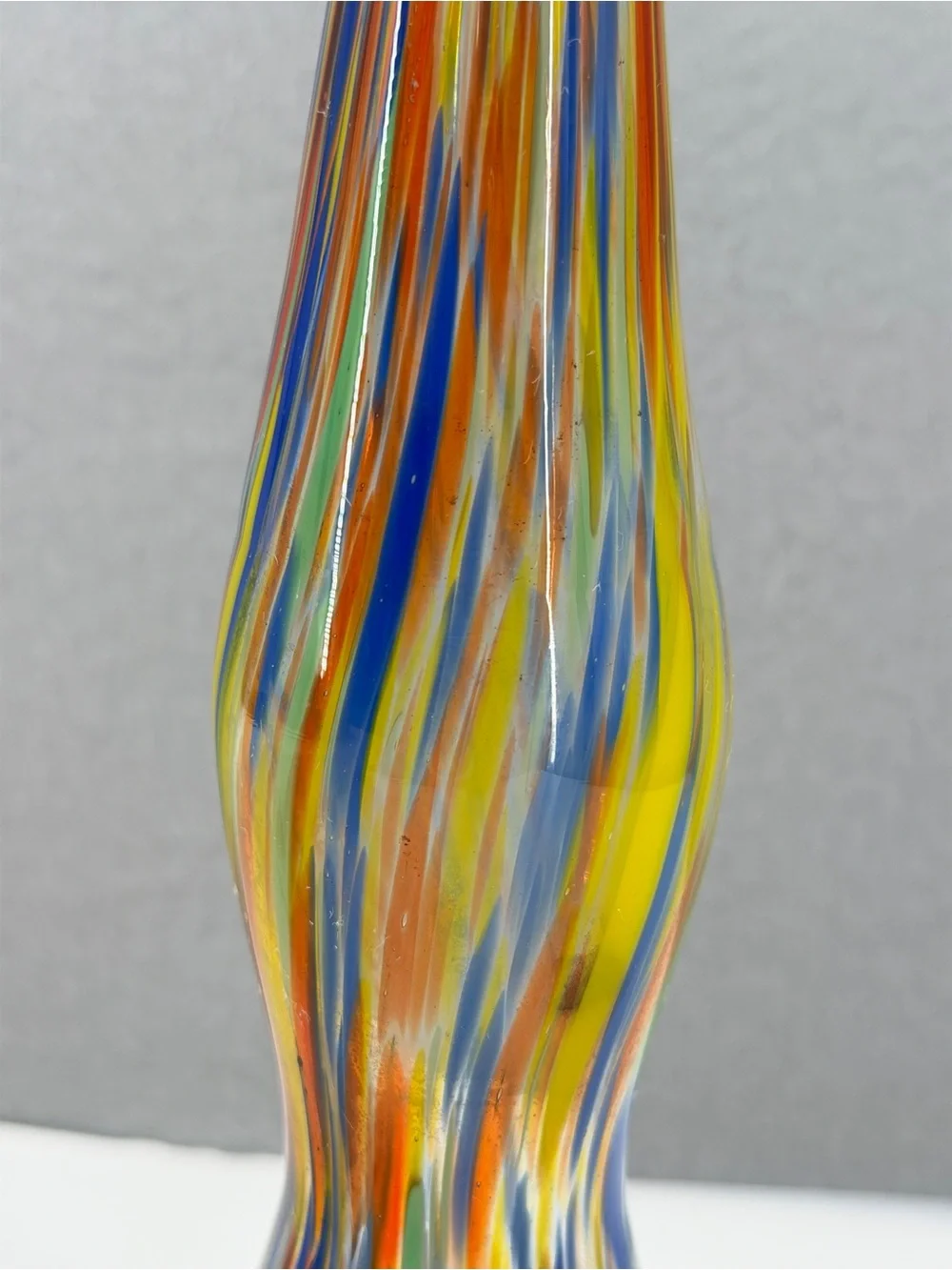 Pier 1 MultiColored Rainbow Confetti Stretch Art Glass Vase Handblown Unique 14